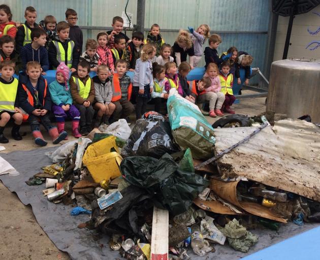 Outram School Room 2 and 3 children picked up a mountain of rubbish from the roadsides in their...