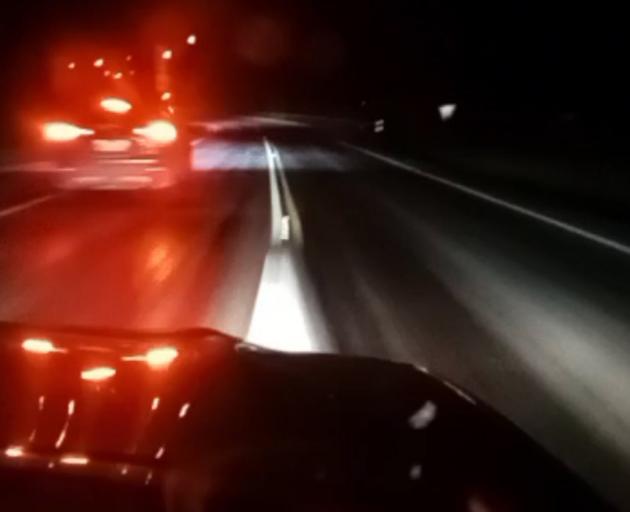 The video captured the moments before the car was spiked near Waihola.