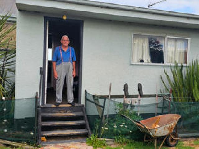 Don Brown in his hut. Photo: David Alvey