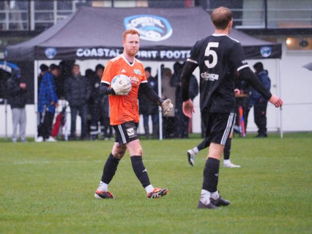 Coastal Spirit winger Ryan Stanley spent 65 minutes in goal against Wellington Olympic after an...