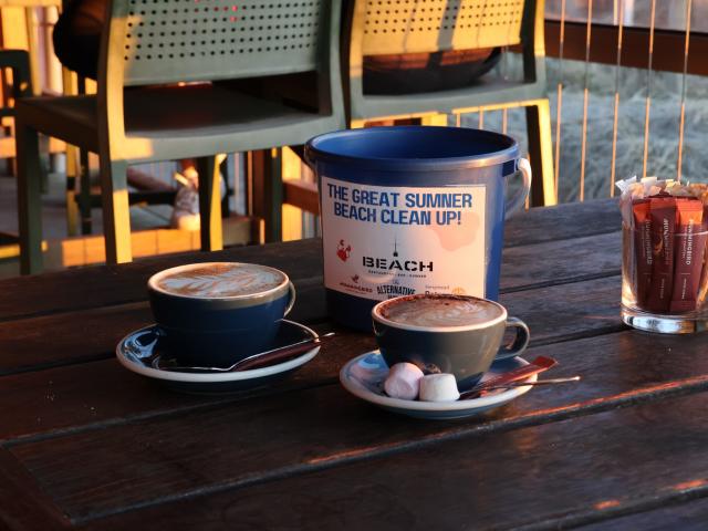 The Beach Bar in Sumner is offering a free coffee in exchange for picking up a bucket of rubbish...