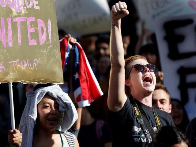 Protesters at City Hall in Los Angeles. Photo: Reuters