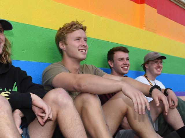 Hyde St residents and students (from left) Jack Holden (21), of Hastings, Nik Konlechner (21), of...