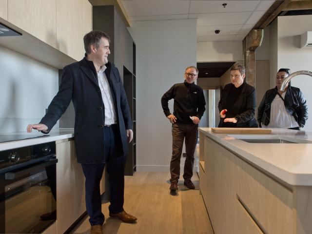 Taking a look at one of the apartments at the former Loan and Mercantile building social housing...