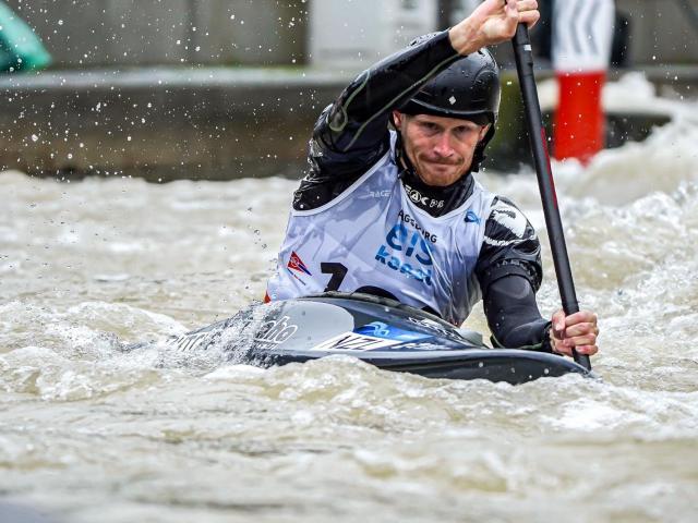 Finn Butcher competes in the canoe slalom world cup in Augsburg, Germany at the weekend. Photo:...