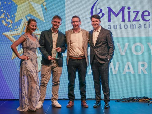 Picking up their Global Voyager award in Prague earlier this month are Mizen Automation senior...