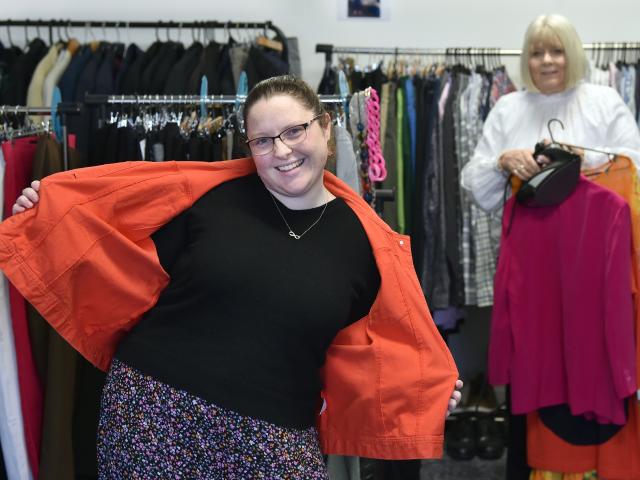 Sporting some of the designer clothes on offer at Dunedin charity Success Suits You is Nika Wood ...