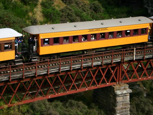 The Taieri Gorge train crosses the Wingatui viaduct. PHOTO: ODT FILES