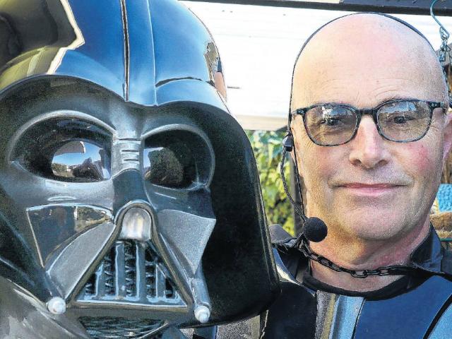 David Britten and his alter-ego Darth Vader. PHOTO: JOHN COSGROVE