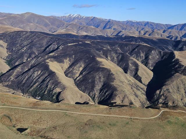 Blackened ground remains in North Otago after a large vegetation fire burned through the Tokarahi...