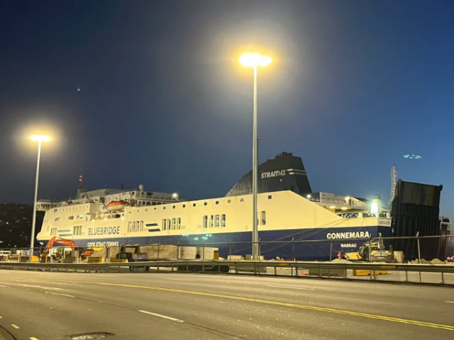 Bluebridge Connemara ferry back in Wellington after drifting in Cook Strait for hours. Photo: RNZ