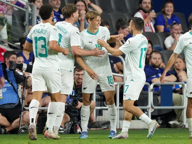 Ben Waine of the All Whites celebrates his late equaliser against the USA in Ohio. Photo: Getty...