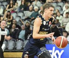 Otago Nuggets guard Ben Henshall takes the ball up court in Dunedin earlier this year. PHOTO:...