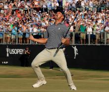 Bryson DeChambeau celebrates his US Open win at Pinehurst after an epic final day. Photo: Getty...