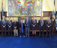 At a prestigious medal-gifting ceremony in the Timaru Boys’ High School memorial library are ...