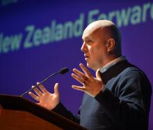 Christopher Luxon speaking at the Ashburton Event Centre on his last visit to the town. Photo:...