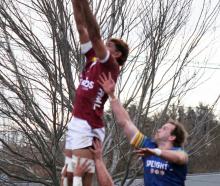 Southland and Otago players contest a lineout at the two sides’ NPC pre-season match at the...