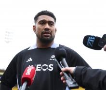 All Blacks captain Ardie Savea speaks to media during the captain’s run at Sky Stadium in...