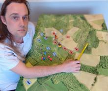 Dunedin man Tom Jensen with his Ukraine 2022 Tabletop Wargame. PHOTO: SUPPLIED