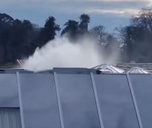 The burst water pipe at Westfield Riccarton. Photo: Chris Lynch Media