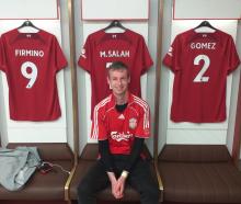 Former Otago Daily Times sports reporter Jeff Cheshire inside the Liverpool dressing room at...