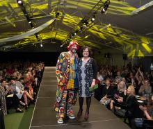 Supreme WoolOn award winner Allison MacKay, of Masterton, with her creation, Mr Fungi, modelled...