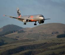 Jetstar Airbus A320 comes in to land at Dunedin Airport. PHOTO: ODT FILES