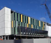 Glazing on the north face of the new Dunedin hospital in-patient building.