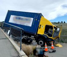 The truck nearly plummeted down the hill after crashing on Galilee Lane. Photo: Supplied