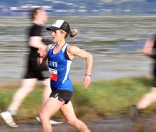 Former Dunedin runner Mel Aitken on her way to winning the Dunedin Marathon female full marathon...