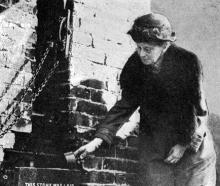 Mrs Skinner, wife of Waitahuna's first minister, lays the foundation stone for a new Presbyterian...