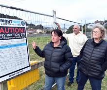 West Harbour residents (from left) Kristina Goldsmith, Jarrod Hodson and Ange McErlane are upset...