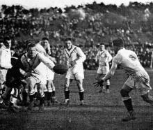 England v New Zealand match played at Tahuna Park by the rival rugby league code in August 1924. ...