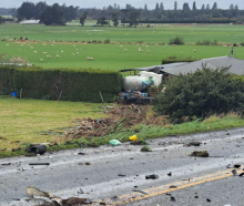 The truck crashed into a house after colliding with a car on State Highway 1 at Edendale. Photo:...