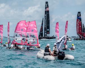 Anna Walrond, of Dunedin, in the No 3 yacht, races in the America's Cup Endeavour O'Pen Junior...