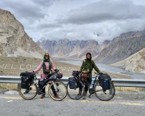 Isobel Ewing (left) and Georgia Merton encountered some stunning scenery during their cycle tour...