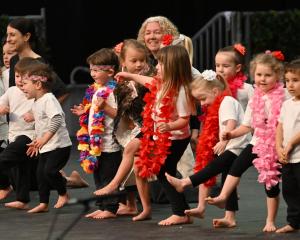 Young performers from Arthur Burns Preschool take the stage on the second day of 31st Otago...