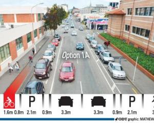 A corrected graphic of a new option, known as Option 1A, for a new separated cycle lane in...