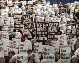 A portion of the crowd at the Save Our Surgery neurological meeting in Invercargill yesterday...