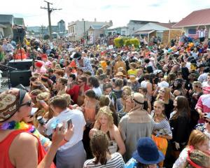 Almost 4000 revellers jammed into Hyde St in Dunedin for the annual keg party on Saturday. Photo...