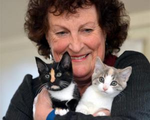 Jill Vosper, of Brighton, with Gonzo (left) and Cloud.