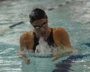 Lauren Greenshields breaks the national masters 200m breaststroke record at Moana Pool this week....