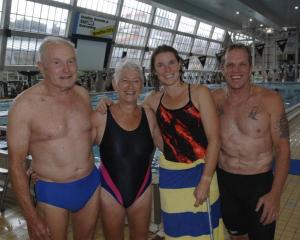 New Zealand record-breakers (from left) Forbes Sonntag and wife Lenore Sonntag, Anne Gray and...