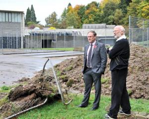 Otago Boys' High School sports council chairman Geoff Bates (left) and First XI coach Ken Rust ...