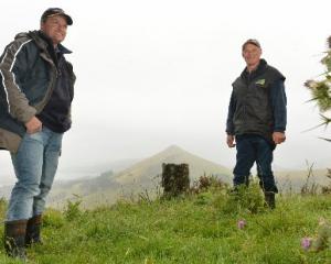 Otago Peninsula Biodiversity Group chairman Brendon Cross (left) and trustee Bob Morris whose...