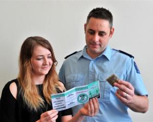 Otago Polytechnic third-year nursing student Katie Officer (21) and Senior Sergeant Chris...