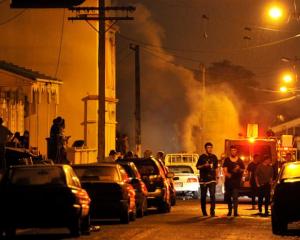 Police and  Fire Service personnel attend a fire at a large party in Hyde St on Saturday night,...