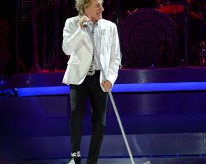 Rod Stewart rocks Forsyth Barr Stadium on Saturday night. Photo by Craig Baxter.