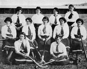 The Oamaru hockey team which played the English ladies' team at  Oamaru. Back row (from left):...