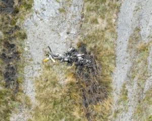 The remains of the Robinson R22 on Homestead Peak after the 2006 crash. Photo by Julian Cahill.